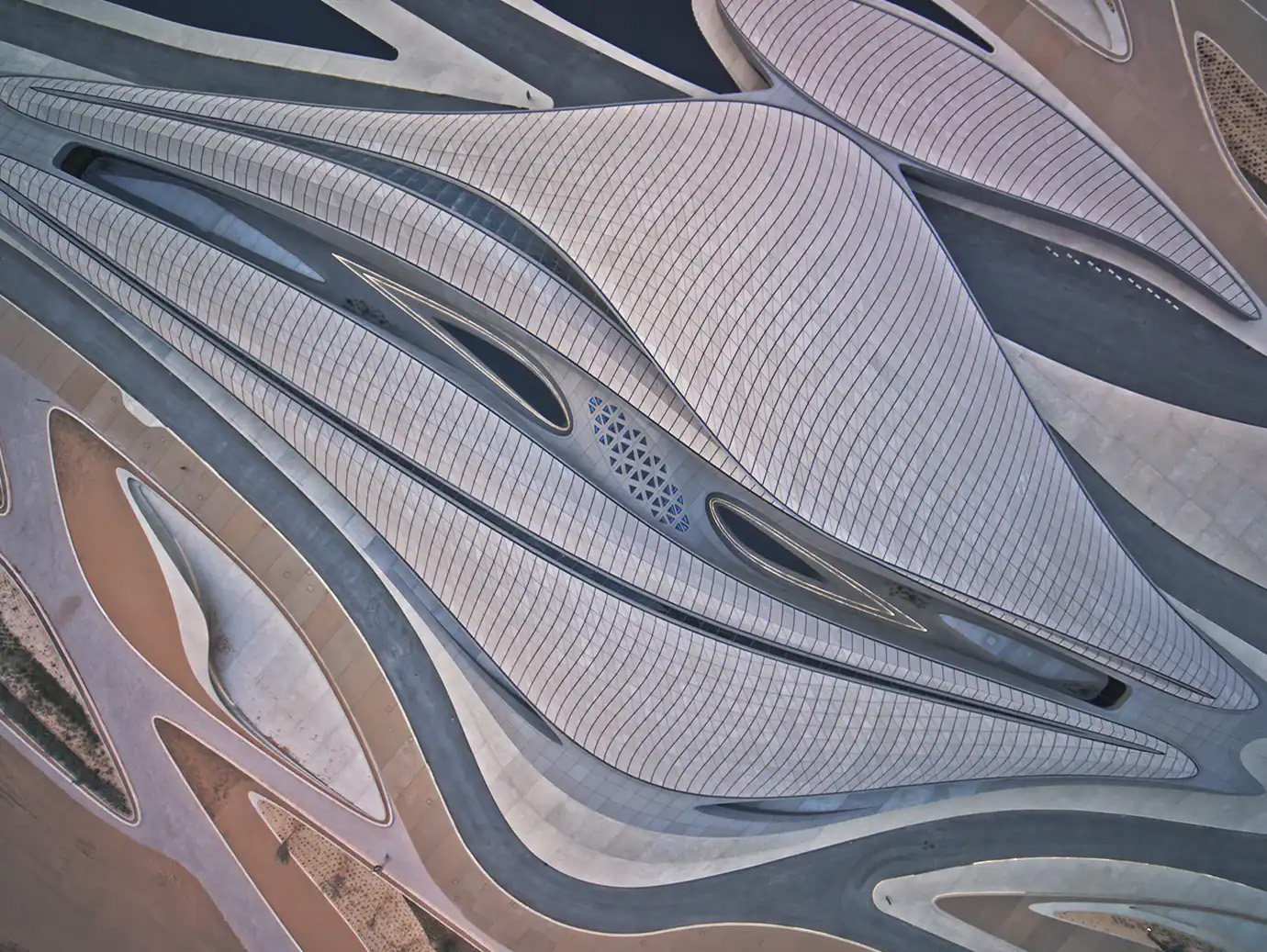 Close-up of the exterior of the BEEAH Headquarters in Sharjah, United Arab Emirates (UAE)