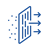 Blue line-illustration of arrows depicting airflow, coming out through a vent