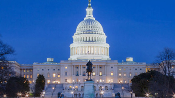 The U.S. Capitol Building at dusk