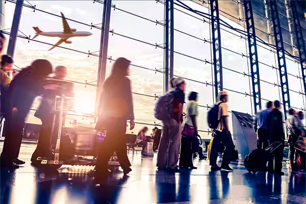 Large number of people at the airport