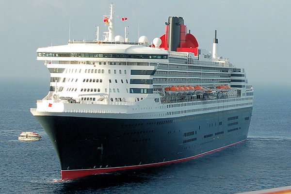 A cruise ship sailing at sea